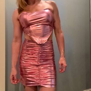 Pink shimmer party outfit
